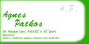 agnes patkos business card